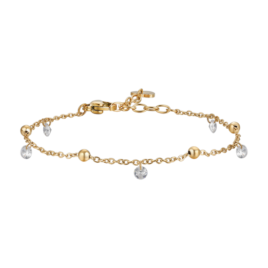 BRACCIALE DONNA IN ACCIAIO IP GOLD CON ZIRCONI BIANCHI