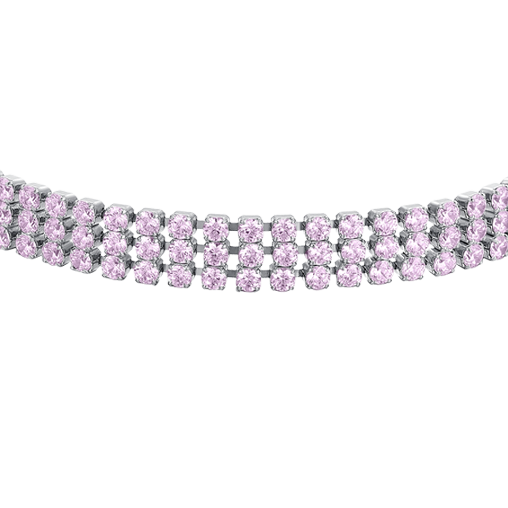 BRACCIALE TENNIS DONNA IN ACCIAIO CON ZIRCONI ROSA