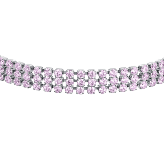 BRACCIALE TENNIS DONNA IN ACCIAIO CON ZIRCONI ROSA