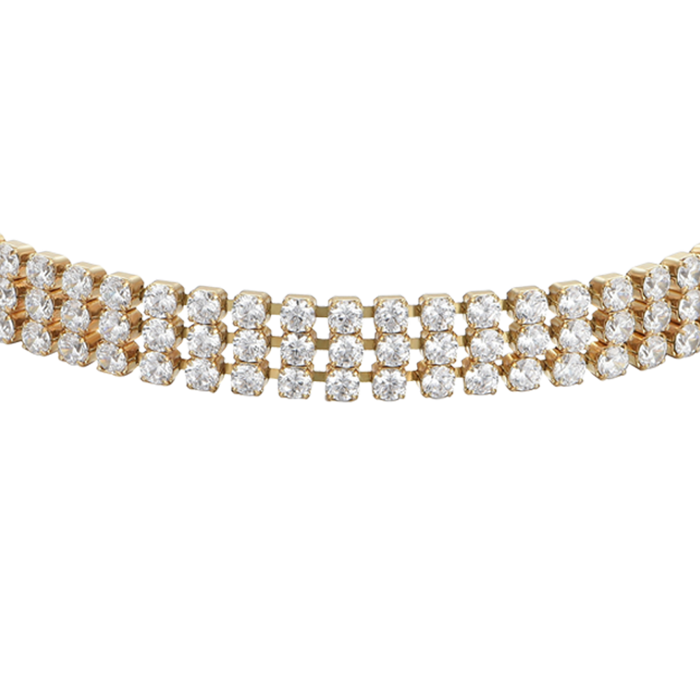 BRACCIALE TENNIS DONNA IN ACCIAIO IP GOLD CON ZIRCONI BIANCHI