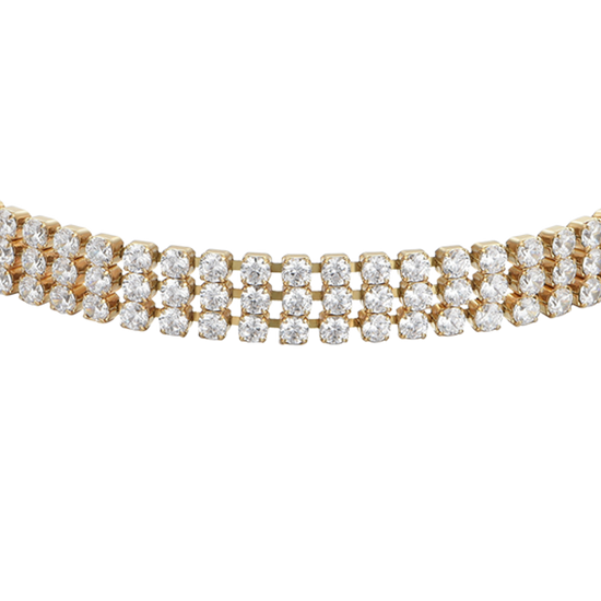 BRACCIALE TENNIS DONNA IN ACCIAIO IP GOLD CON ZIRCONI BIANCHI