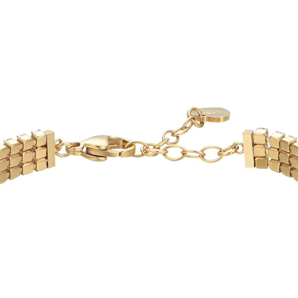 BRACCIALE TENNIS DONNA IN ACCIAIO IP GOLD CON ZIRCONI BIANCHI