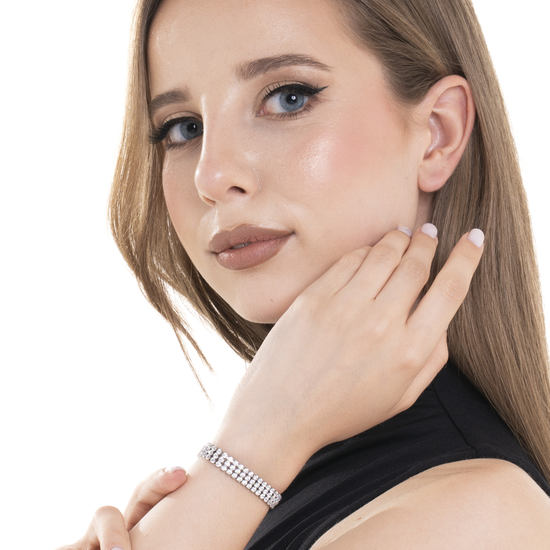 BRACCIALE TENNIS DONNA IN ACCIAIO CON ZIRCONI BIANCHI