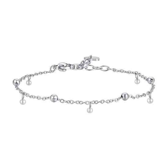 BRACCIALE DONNA IN ACCIAIO CON PERLE BIANCHE