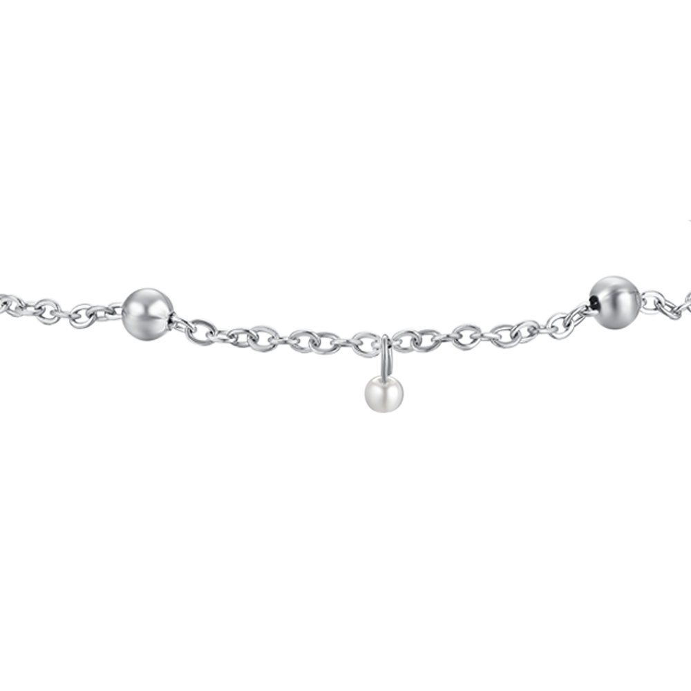 BRACCIALE DONNA IN ACCIAIO CON PERLE BIANCHE
