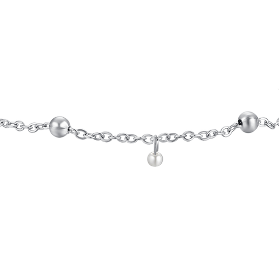 BRACCIALE DONNA IN ACCIAIO CON PERLE BIANCHE