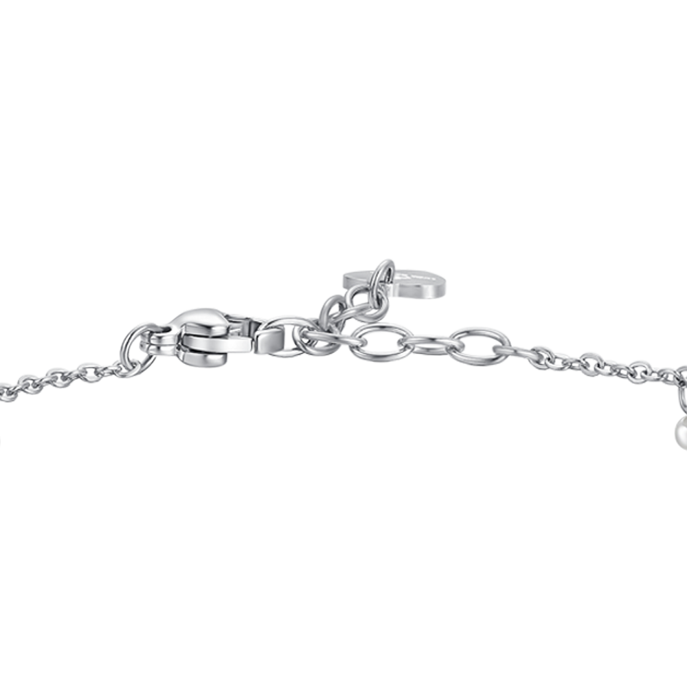 BRACCIALE DONNA IN ACCIAIO CON PERLE BIANCHE