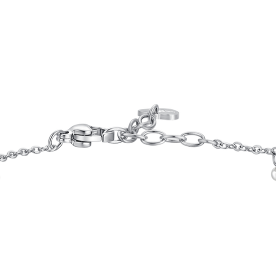BRACCIALE DONNA IN ACCIAIO CON PERLE BIANCHE