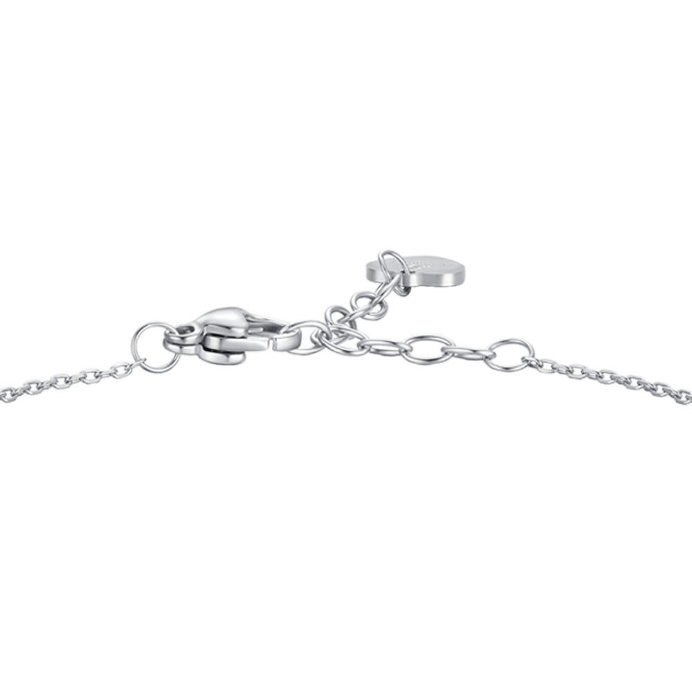 BRACCIALE DONNA IN ACCIAIO CON PENDENTE FIORE E PETALI ZIRCONE VERDE