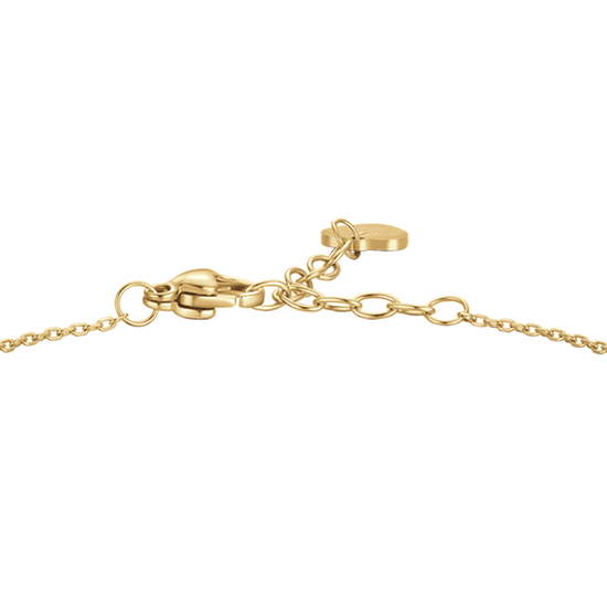 BRACCIALE DONNA IN ACCIAIO COLORE ORO CON PENDENTE FIORE E ZIRCONI BIANCHI