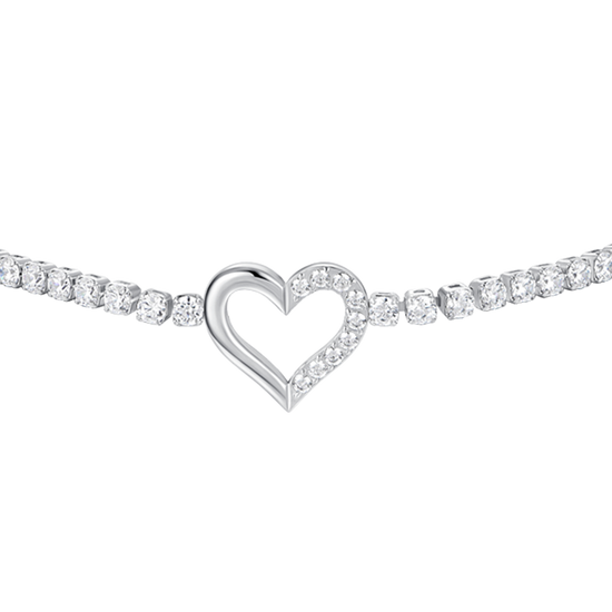 BRACCIALE TENNIS DONNA IN ACCIAIO CON CUORE E PUNTI LUCE DI ZIRCONE BIANCO