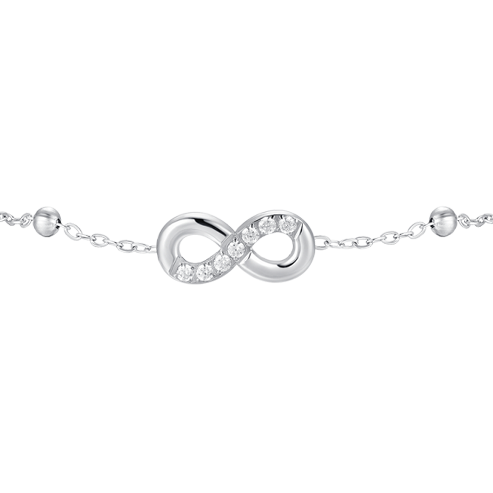 BRACCIALE DONNA IN ACCIAIO CON INFINITO E PUNTI LUCE DI ZIRCONE BIANCO