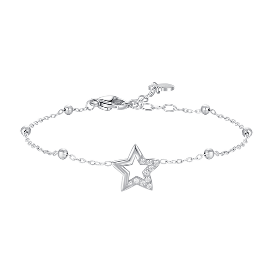 BRACCIALE DONNA IN ACCIAIO CON STELLA E PUNTI LUCE DI ZIRCONE BIANCO
