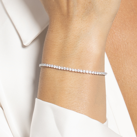 BRACCIALE TENNIS DONNA IN ACCIAIO CON ZIRCONI BIANCHI