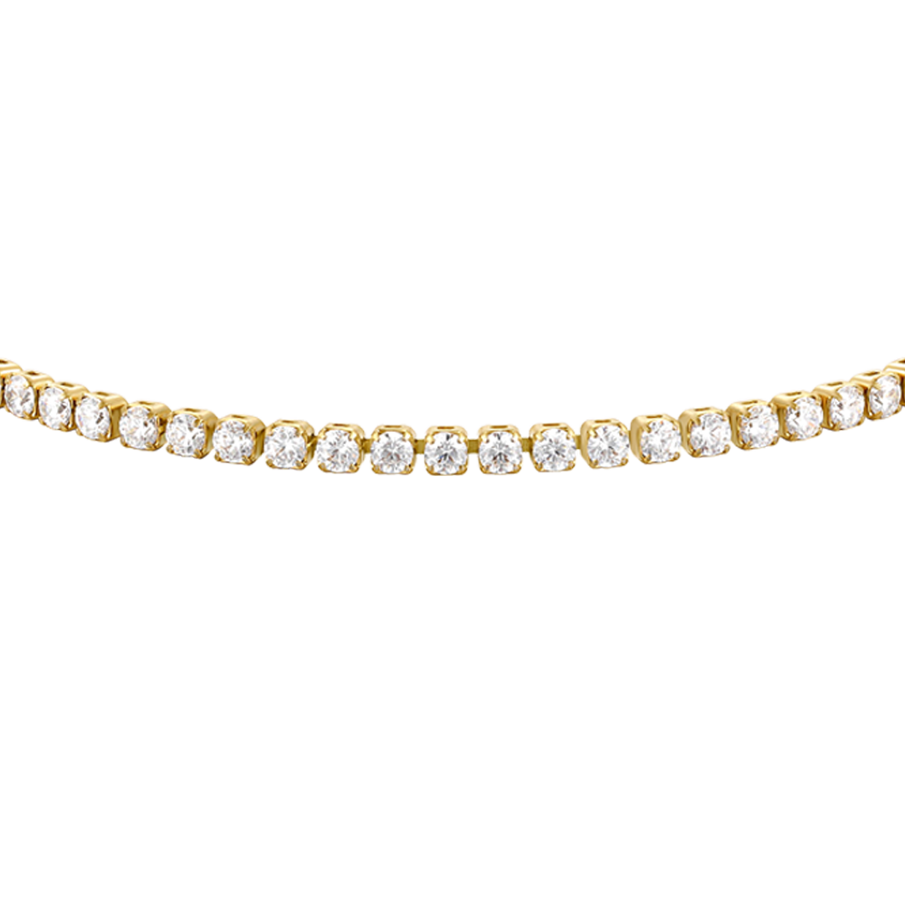 BRACCIALE TENNIS DONNA IN ACCIAIO CON ZIRCONI BIANCHI COLORE ORO