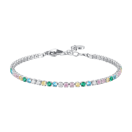 BRACCIALE TENNIS DONNA IN ACCIAIO CON ZIRCONI MULTICOLOR