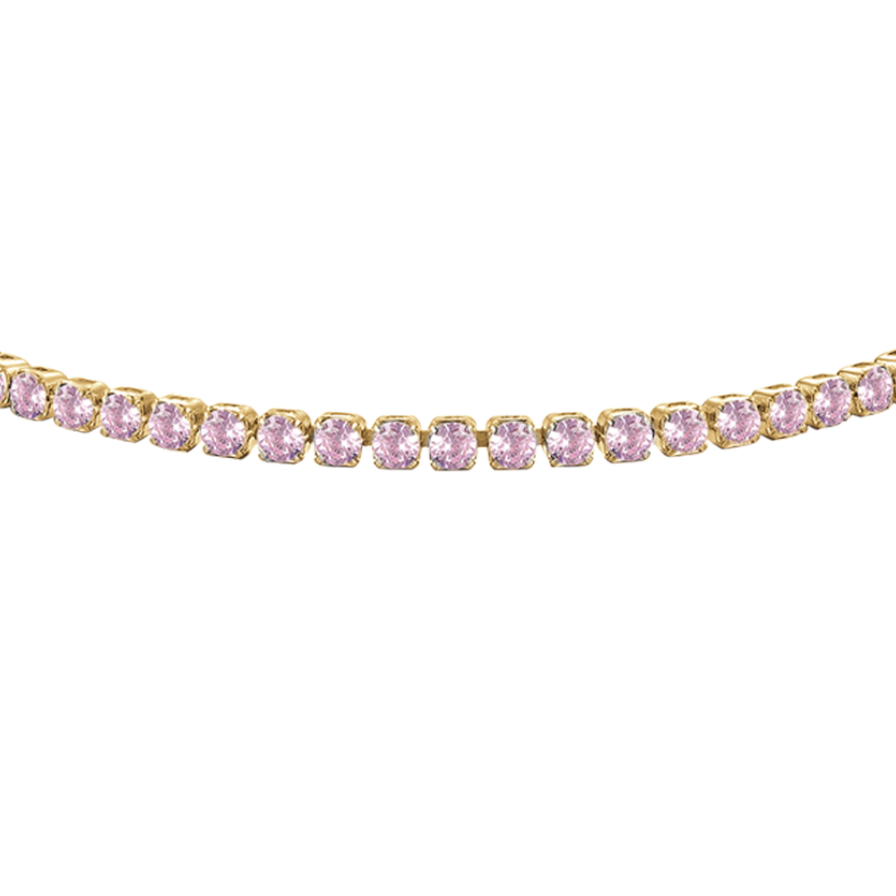 BRACCIALE TENNIS DONNA IN ACCIAIO COLORE ORO CON ZIRCONI ROSA