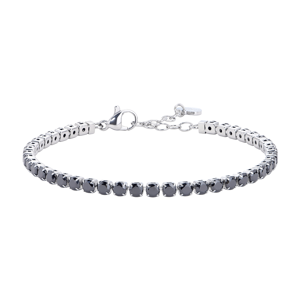 BRACCIALE DONNA TENNIS IN ACCIAIO CON CRISTALLI NERI