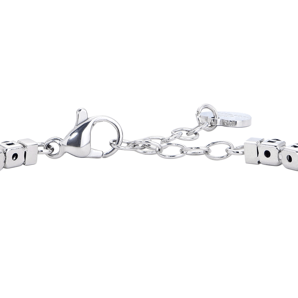 BRACCIALE DONNA TENNIS IN ACCIAIO CON CRISTALLI NERI
