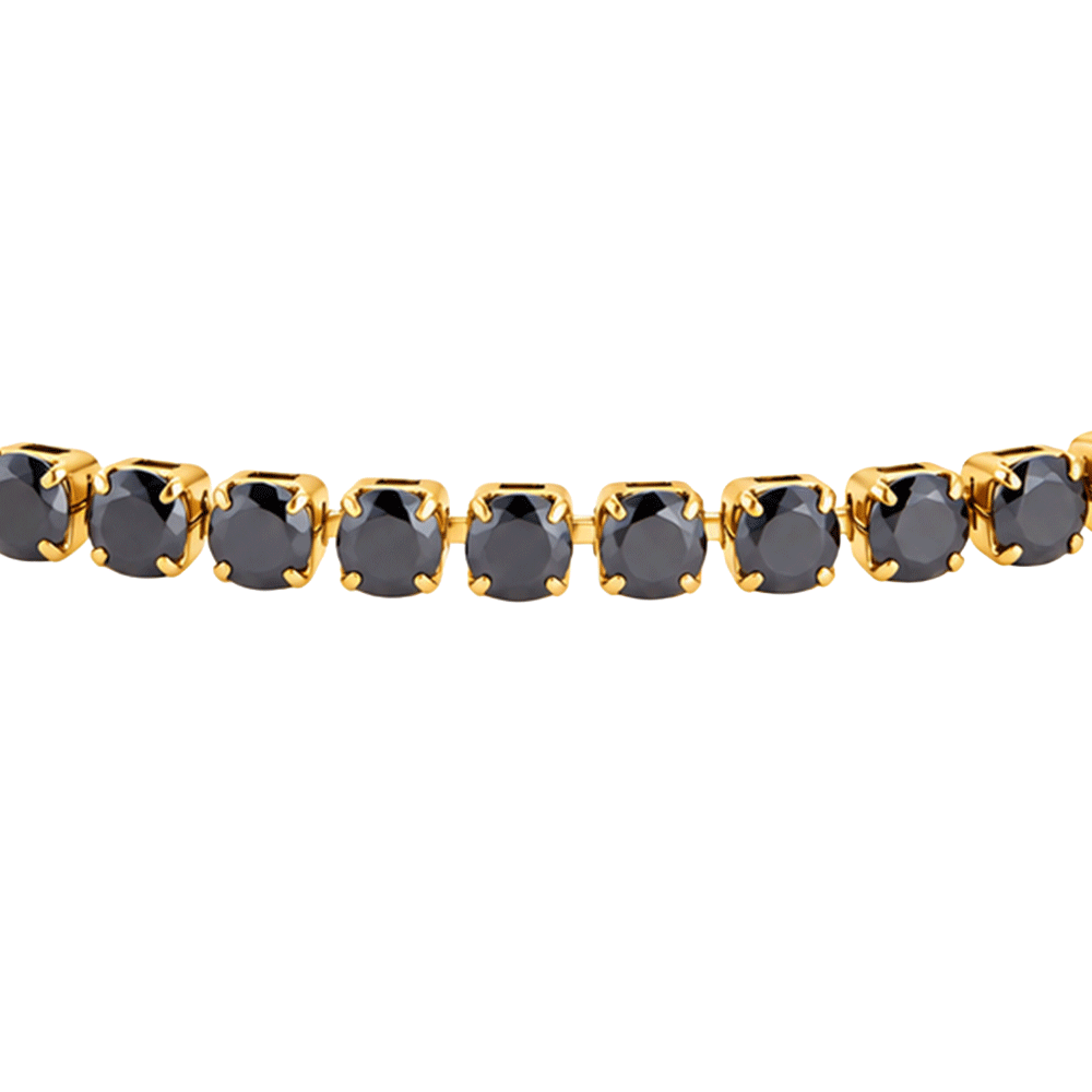 BRACCIALE DONNA TENNIS IN ACCIAIO IP GOLD CON CRISTALLI NERI