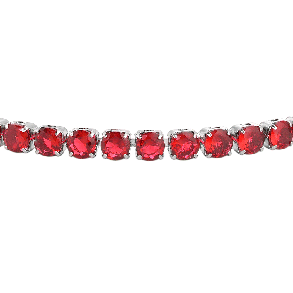 BRACCIALE DONNA TENNIS IN ACCIAIO CON CRISTALLI ROSSI