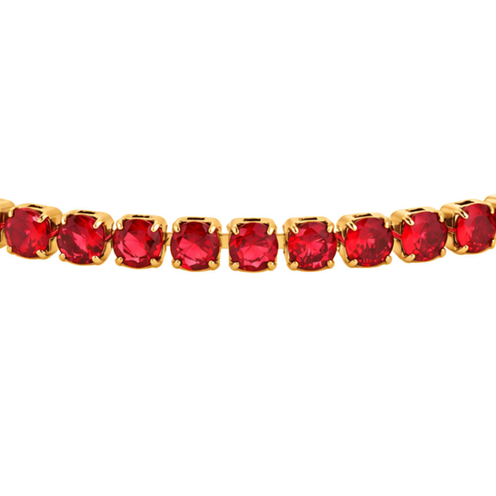 BRACCIALE DONNA TENNIS IN ACCIAIO IP GOLD CON CRISTALLI ROSSI