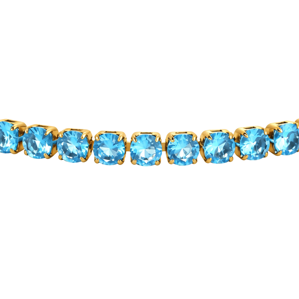 BRACCIALE DONNA TENNIS IN ACCIAIO IP GOLD CON CRISTALLI AZZURRI