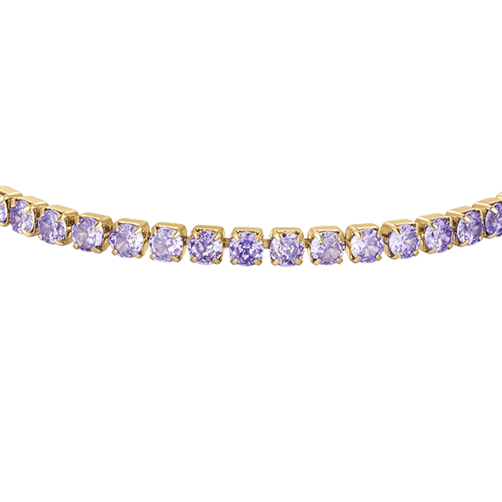 BRACCIALE DONNA TENNIS IN ACCIAIO IP GOLD CON CRISTALLI VIOLA