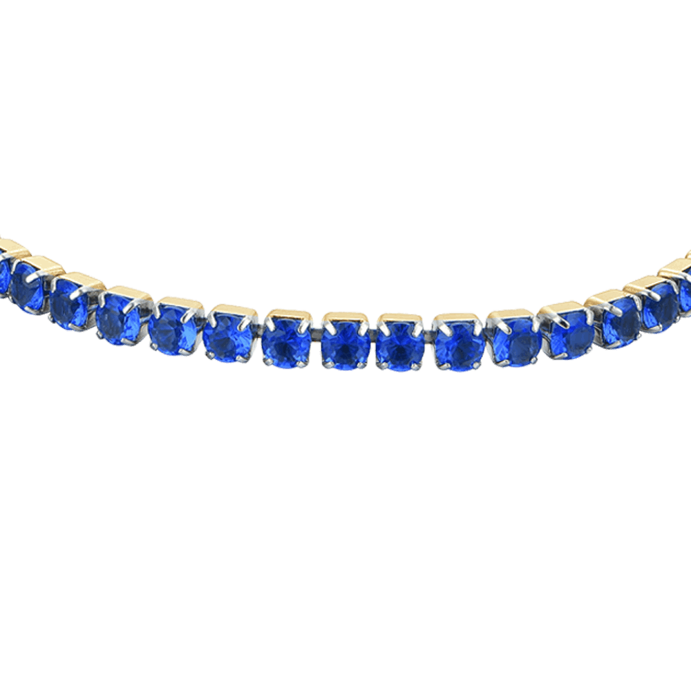 BRACCIALE DONNA TENNIS IN ACCIAIO IP GOLD CON CRISTALLI BLU