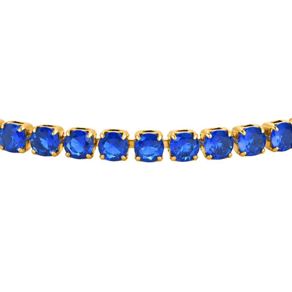 BRACCIALE DONNA TENNIS IN ACCIAIO IP GOLD CON CRISTALLI BLU