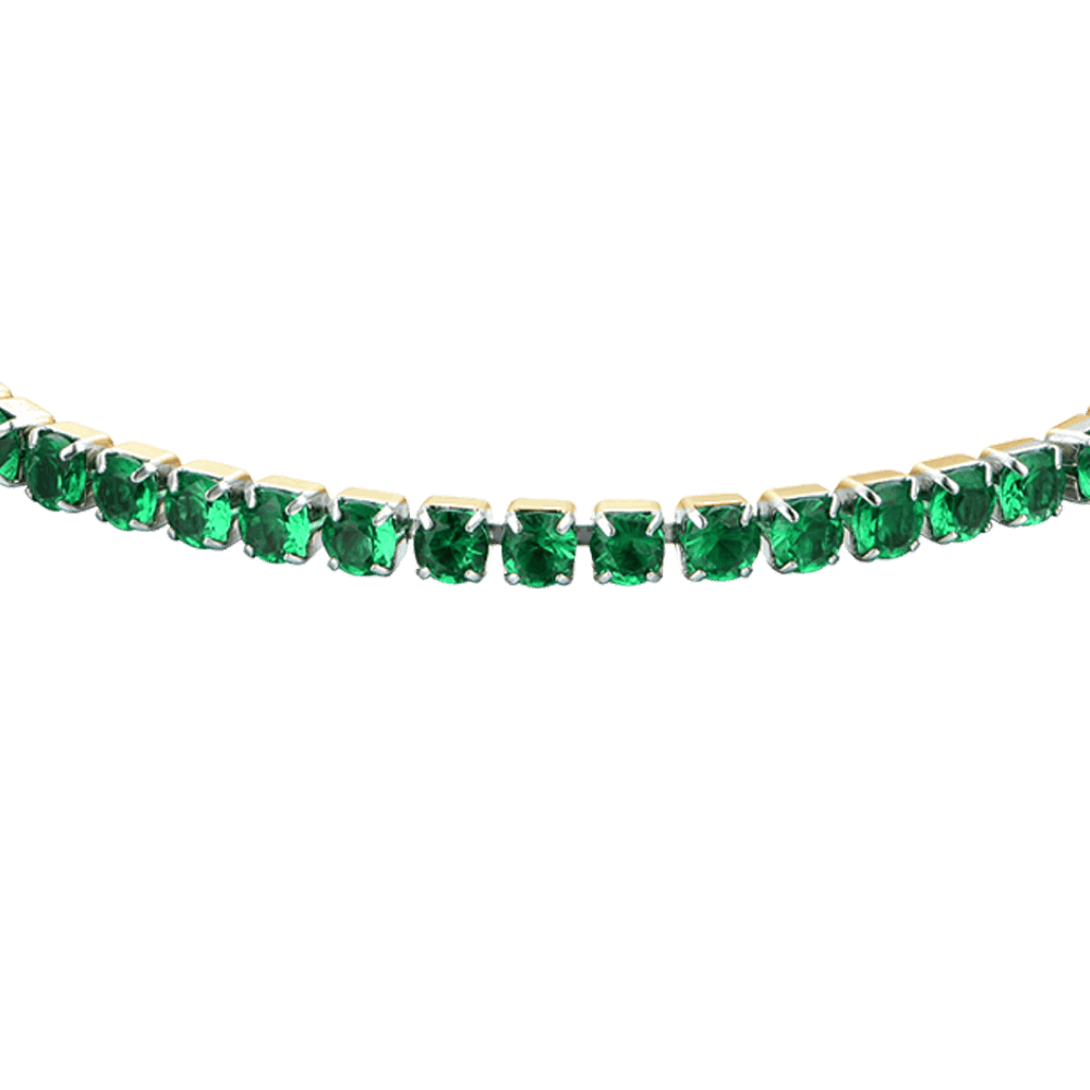 BRACCIALE DONNA TENNIS IN ACCIAIO IP GOLD CON CRISTALLI VERDI