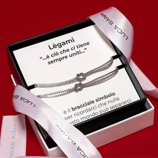 BRACCIALE DONNA IN ACCIAIO CON NODO E ZIRCONI ROSA