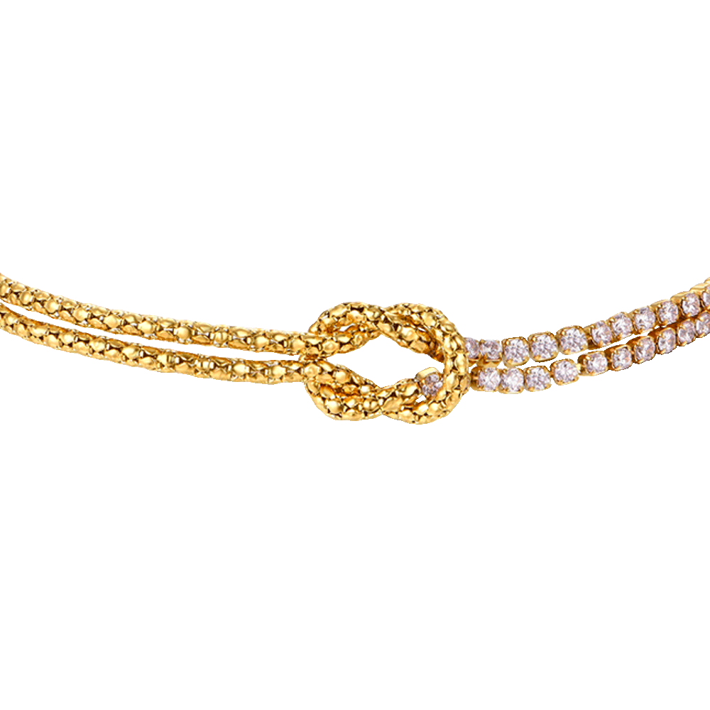 BRACCIALE DONNA IN ACCIAIO IP GOLD CON NODO E ZIRCONI ROSA