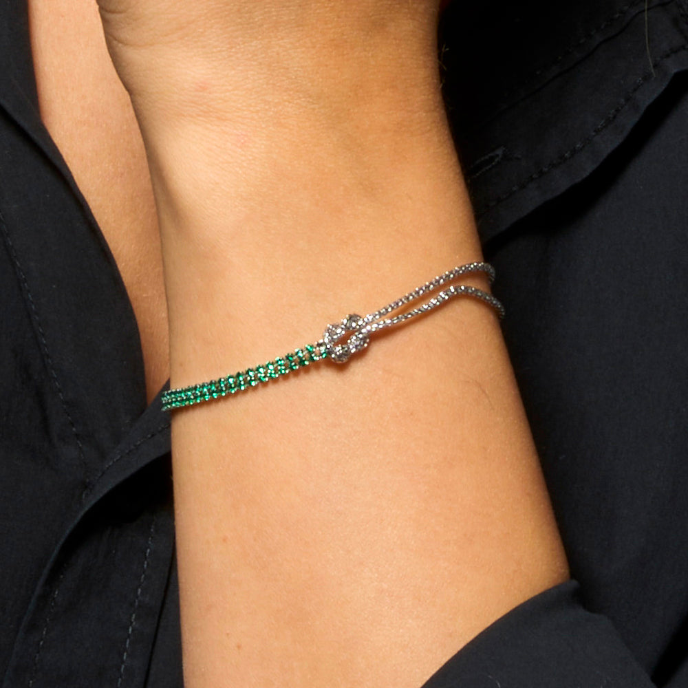BRACCIALE DONNA IN ACCIAIO CON NODO E ZIRCONI VERDI