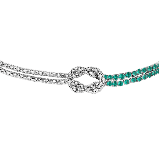 BRACCIALE DONNA IN ACCIAIO CON NODO E ZIRCONI VERDI