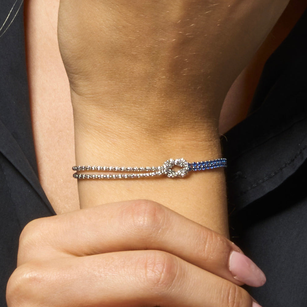 Bracciale rigido da donna in acciaio inossidabile con perle di vetro blu e perline di strass Bracciale rigido da donna in acciaio inossidabile con perle di vetro blu e perline di strass