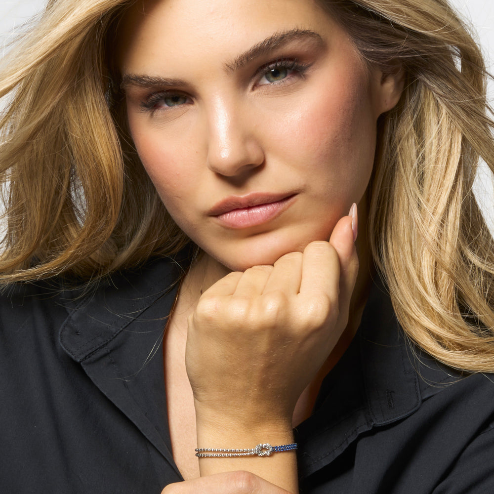 BRACCIALE DONNA IN ACCIAIO CON NODO E ZIRCONI BLU