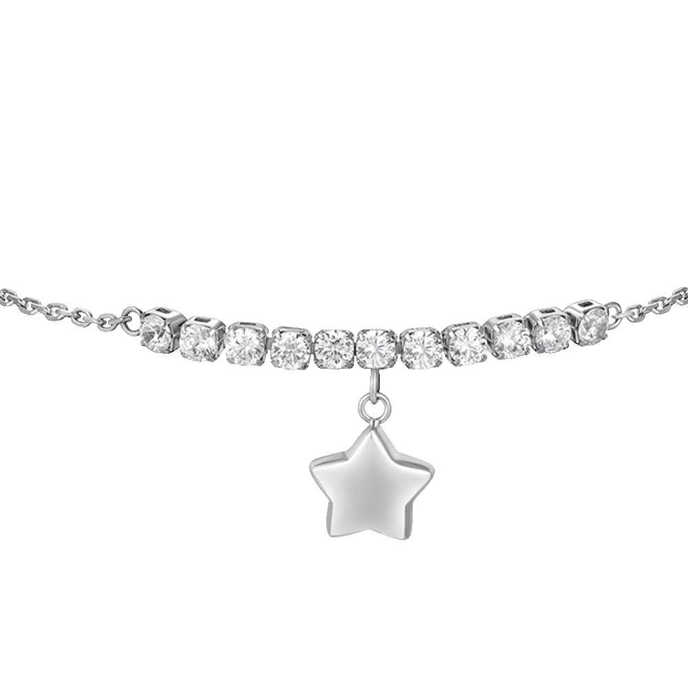 BRACCIALE DONNA IN ACCIAIO CON STELLA E ZIRCONI BIANCHI
