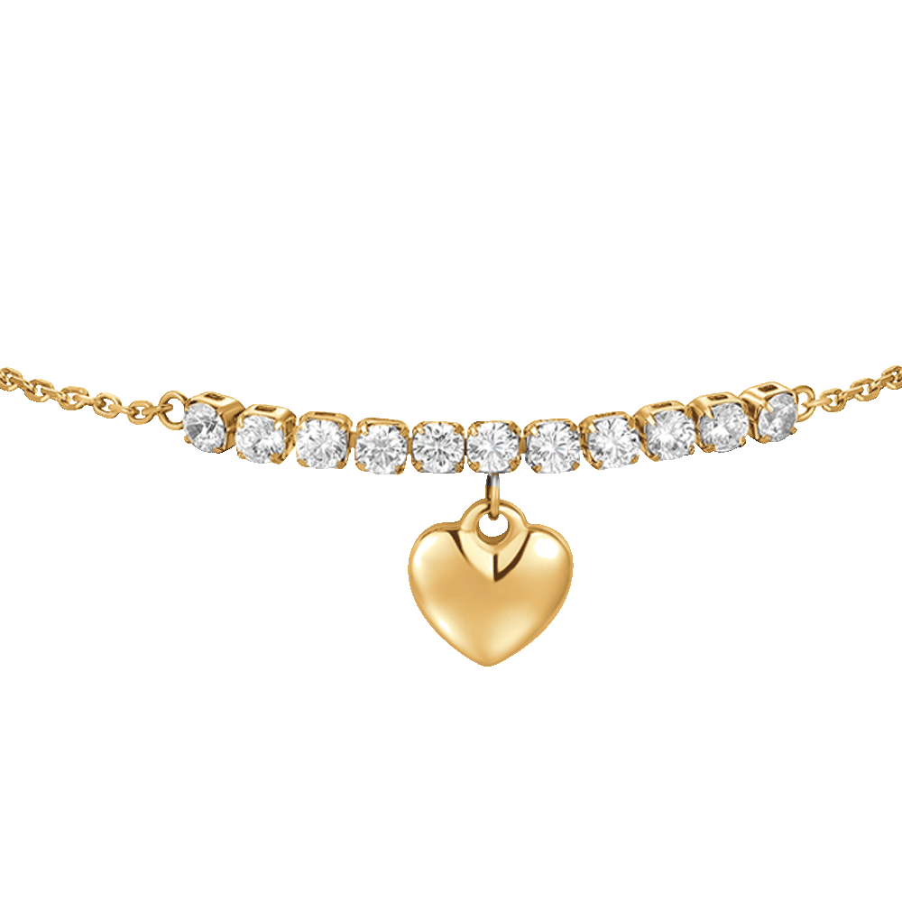 BRACCIALE DONNA IN ACCIAIO IP GOLD CON CUORE E ZIRCONI BIANCHI