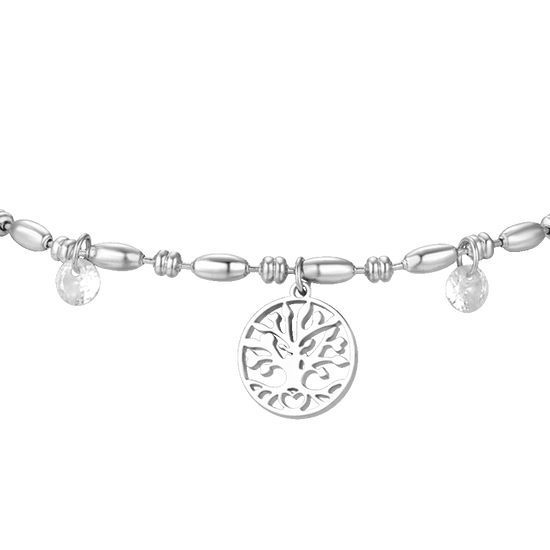 BRACCIALE DONNA IN ACCIAIO CON ALBERO DELLA VITA E ZIRCONI BIANCHI