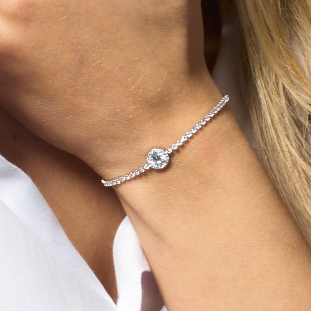 BRACCIALE TENNIS DONNA IN ACCIAIO CON ELEMENTO CON ZIRCONI BIANCHI