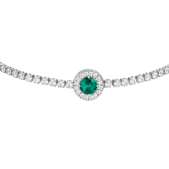 BRACCIALE TENNIS DONNA IN ACCIAIO CON ELEMENTO CON ZIRCONI VERDI E BIANCHI