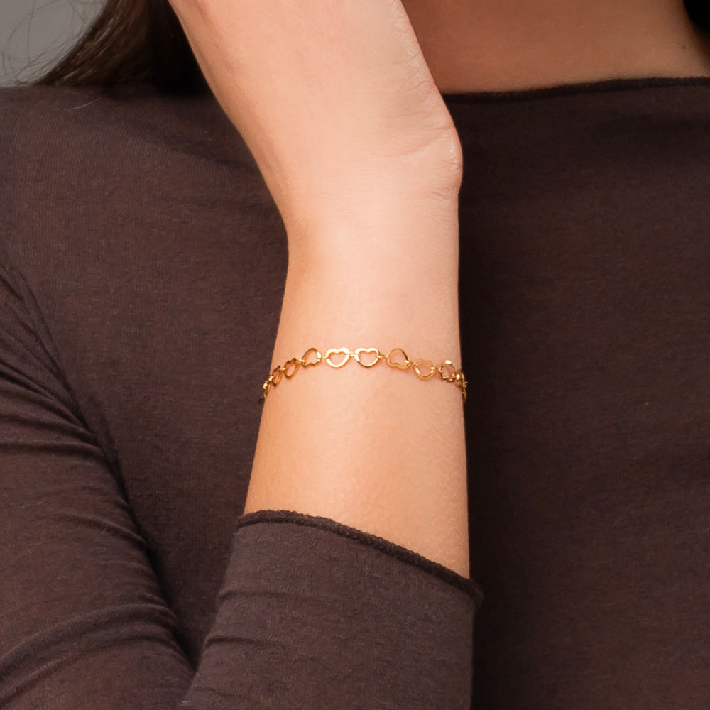 BRACCIALE DONNA IN ACCIAIO IP GOLD CON CUORI