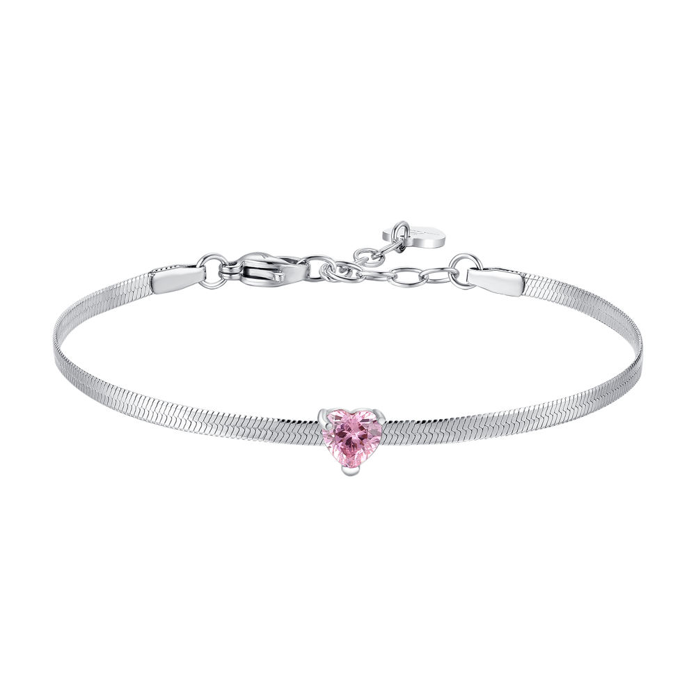 BRACCIALE DONNA IN ACCIAIO CON ZIRCONE ROSA