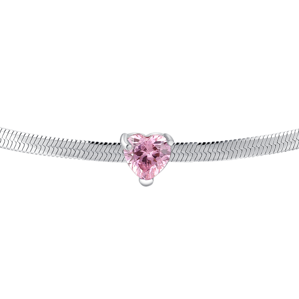 BRACCIALE DONNA IN ACCIAIO CON ZIRCONE ROSA