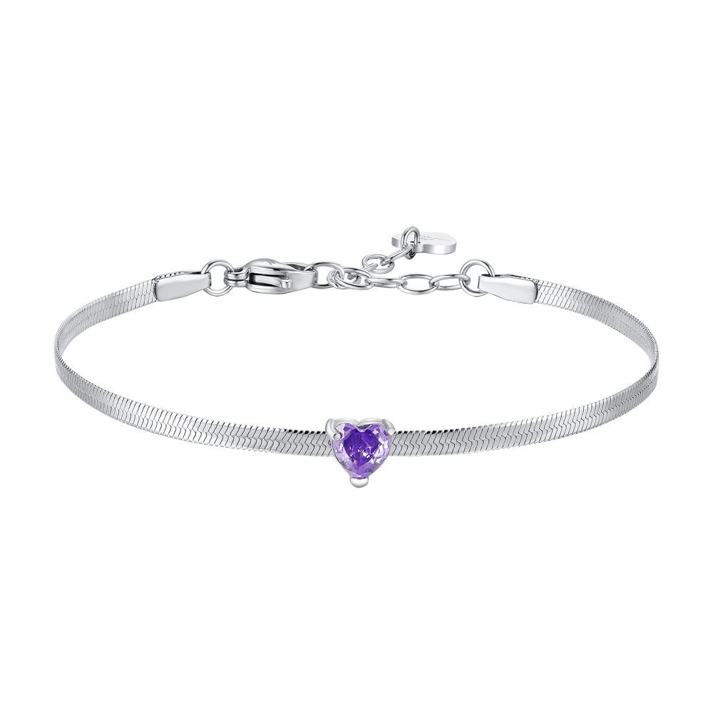 BRACCIALE DONNA IN ACCIAIO CON ZIRCONE VIOLA