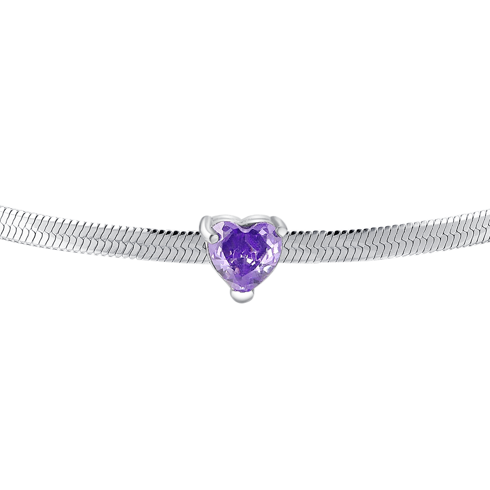 BRACCIALE DONNA IN ACCIAIO CON ZIRCONE VIOLA