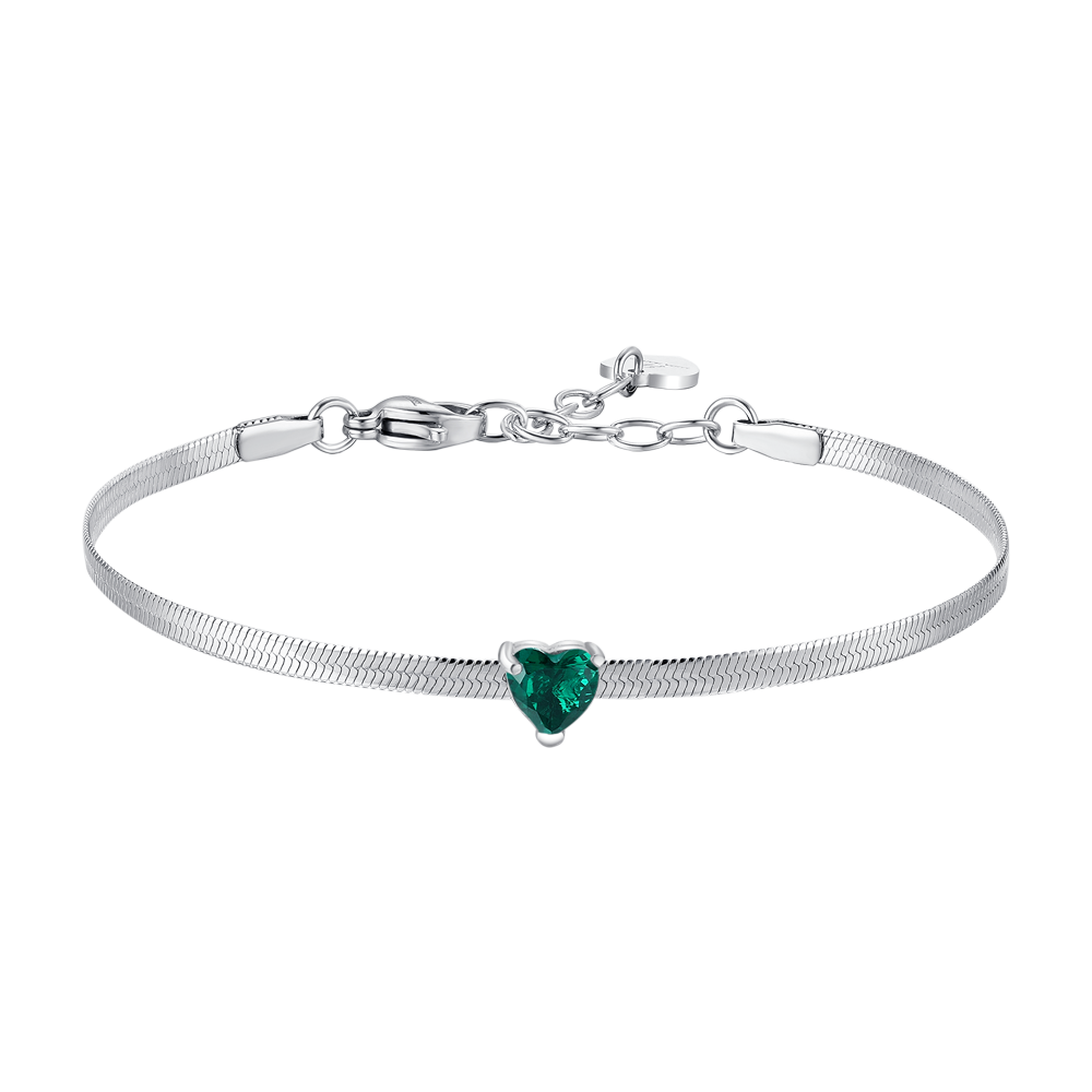 BRACCIALE DONNA IN ACCIAIO CON ZIRCONE VERDE