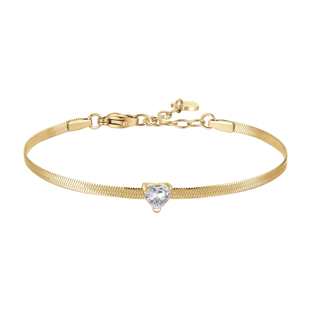 BRACCIALE DONNA IN ACCIAIO COLORE ORO CON ZIRCONE BIANCO