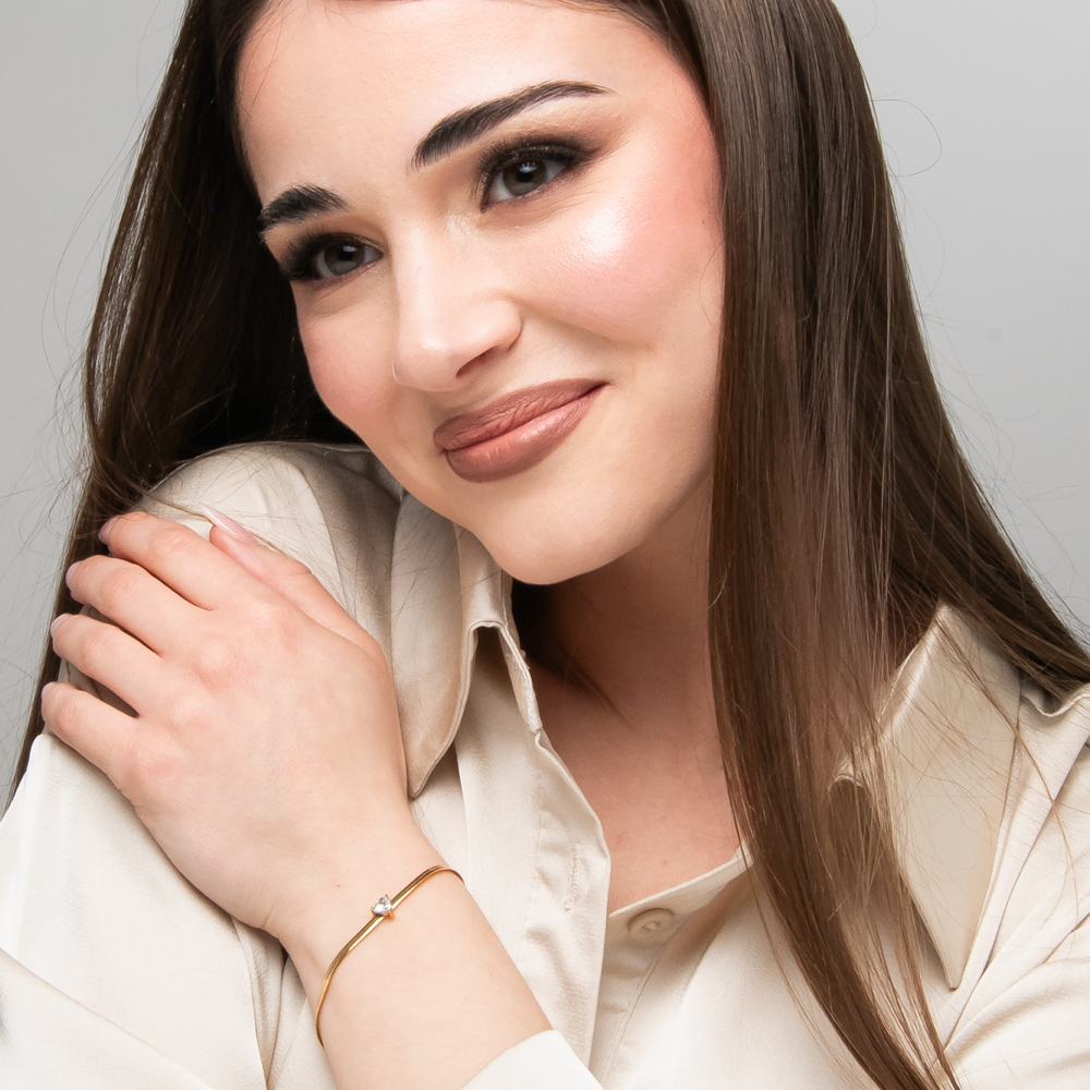 BRACCIALE DONNA IN ACCIAIO COLORE ORO CON ZIRCONE BIANCO